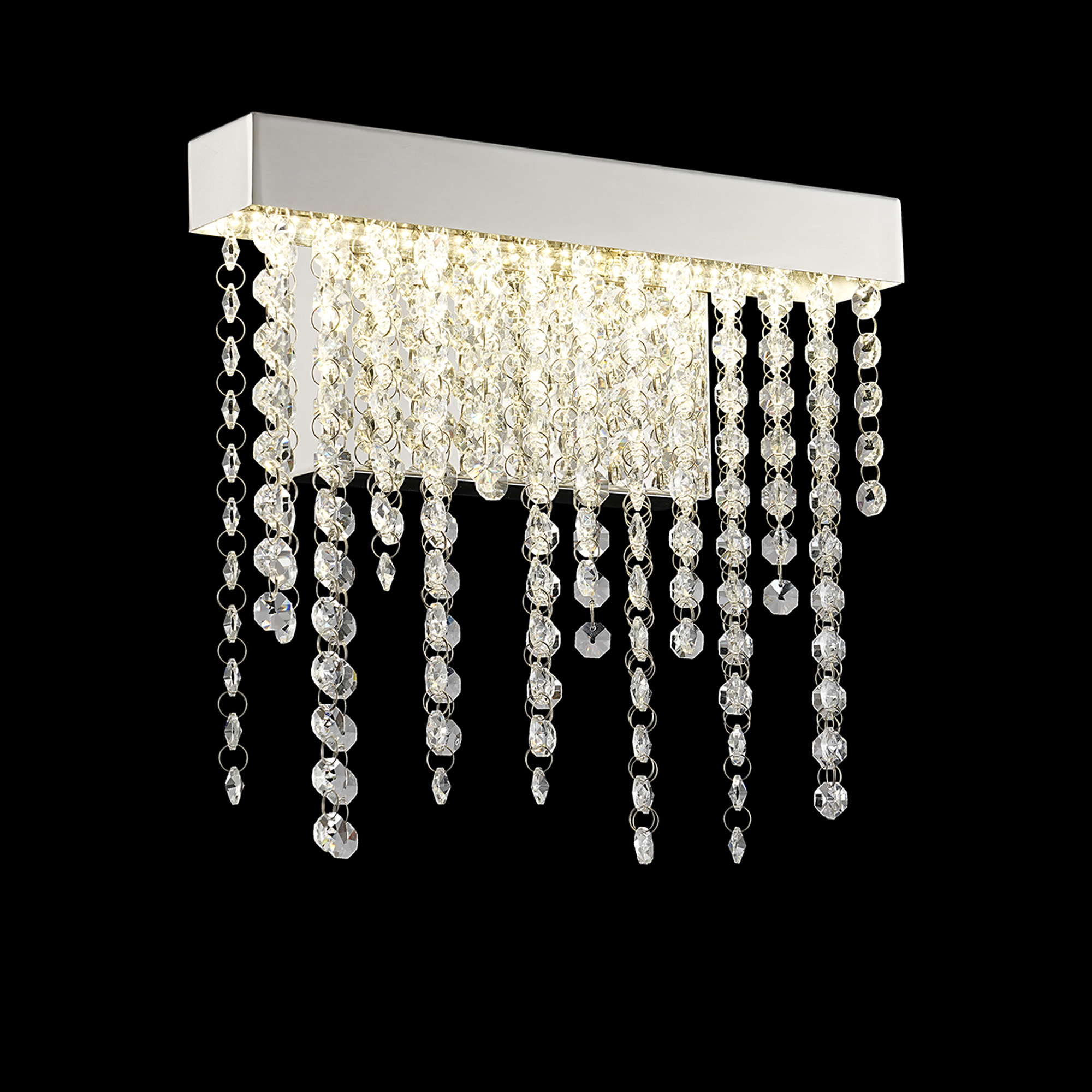 Bano Polished Chrome Crystal Wall Lights Diyas Flush Crystal Wall Lights